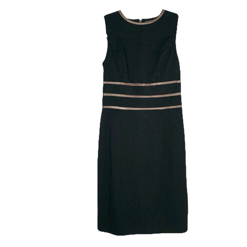 NWT Lauren Ralph Lauren Women’s Size 2 Black Dress Brown Genuine Leather Trim